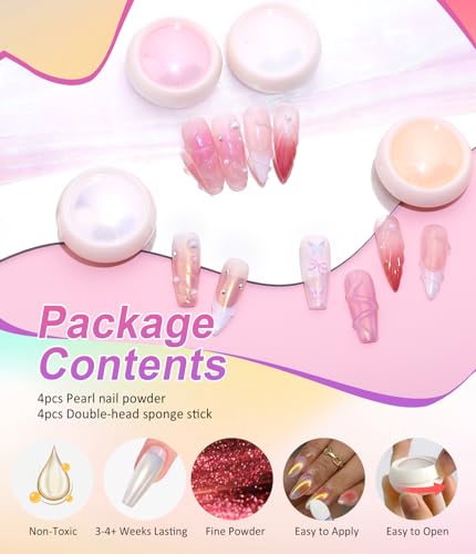 BISHENGYF White Chrome Nail Powder: High Aurora Pearl Chrome Nail Powder - Image 4