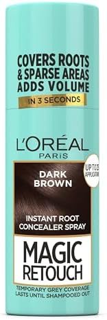 L'Oreal Paris Instant Root Concealer Spray, Ideal for Touching Up Grey Root Regrowth, Magic Retouch, 2 Dark Brown, 75ml