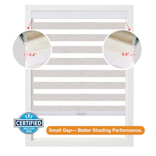 Image of Persilux Cordless Zebra Blinds for Indoor Windows, Light Filtering Sheer Shades, Upgraded Cassette, Dual Layers Light Control for Day and Night for Office, Easy to Install (32 inch Wx72 H, Linen Cream)