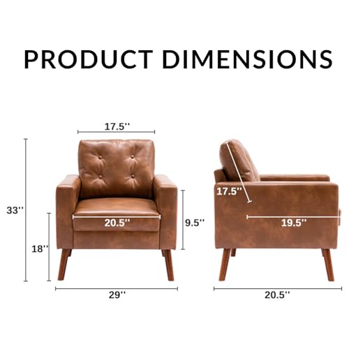 Sillón Plegable Cuero Sintético Marrón Claro miniatura 2