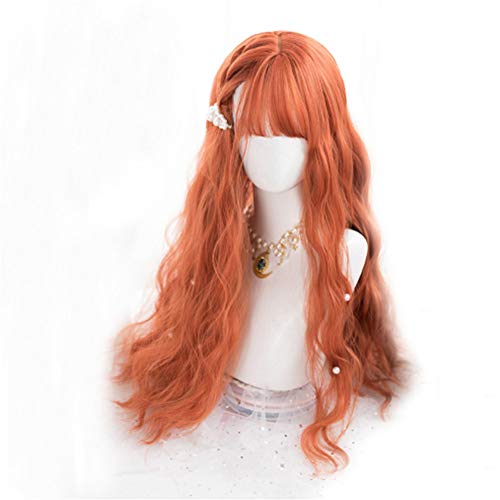 KONNIQIWA Lolita Wig 65cm Long Wavy Orange Red Cute Cosplay Wigs for Women Girls Heat Resistant Synthetic Hair