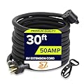 30FT 50 Amp NEMA 14-50P to 14-50R RV/EV Extension Cord - Outdoor with Grip Handle, 4 Prong, Flexible Heavy-Duty 6/3+8/1 Gauge?B1