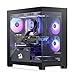 Redragon GC218M Gaming Back-Mounted PC Case, M-ATX Computer Chassis w/ 2 x 120mm Fans Pre-Installed & High Airflow Perforated Panels, 270° Full View, Easy Cable Management, Black