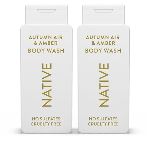 Native Body Wash with Naturally Derived Ingredients - Autumn Air & Amber - For Women & Men, Sulfate, Paraben, & Dye Free Leaving Skin Soft and Hydrating | Fall Seasonal Scent Bundle, 18 oz - 2 Pk