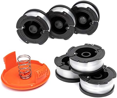 best home weed eater that will transform your gardening game 5 6 Pack AF-100 Weed Eater String Compatible with Black Decker Wacker String Trimmers, 6 Spools & 1 Cap