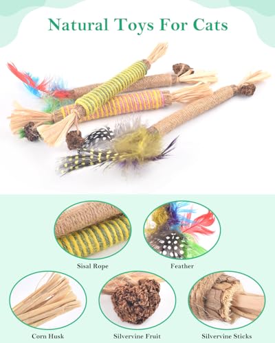 ERKOON 4 Stück Katzenminze Spielzeug, Kausticks für Katzen, Cats Dental Care Spielzeug, Chew Stick Help with Tartar & Bad Breath Healthy Hygiene