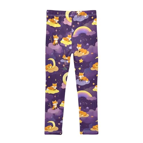 Dreamy Fox Moon Star Cloud Girls Leggings Soft Stretch Workout Yoga Dance Pants for Kids Casual Tights2