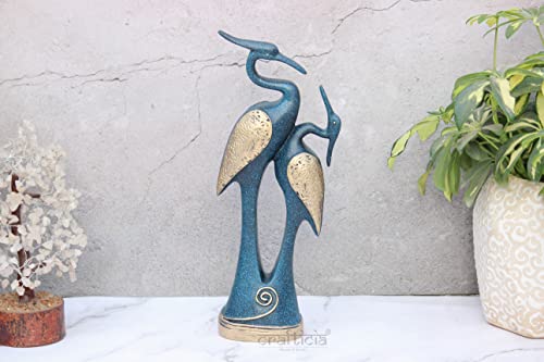 Image of Resin Kissing Swan Duck Pair Showpiece Love Birds Crane Figurine for Home Decor (11X35 cm, Blue)