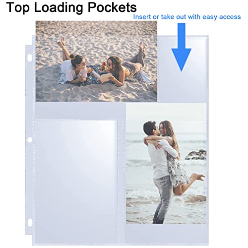 30 Pack 4X6" Photo Album Refill Pages For 3 Ring Binder,Ultra-Clear Photo Sleeves Holding 180 Pictures, Double-Sided 3 Pockets Photo Pages With Memo Slot,Photo Sheet Protector For Photos And Postcards #TOP2