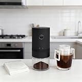 Portable Electric Burr Coffee Grinder, 1500mAh USB Rechargeable with Ceramic Burr & 10 Filters, for Espresso, French Press, Travel & Home Use
