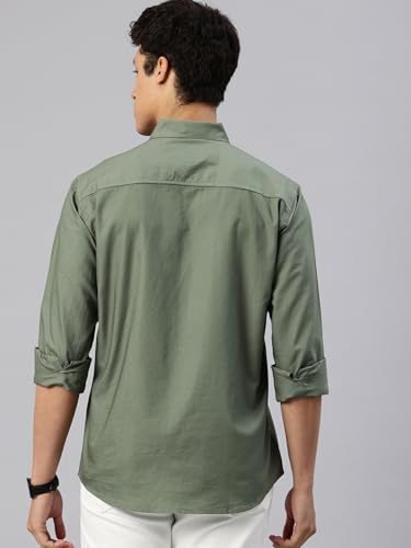 Image of Majestic Man Men's Solid Pure Cotton Casual Shirt - Slim Fit | Full Sleeves | Soft & Breathable Fabric