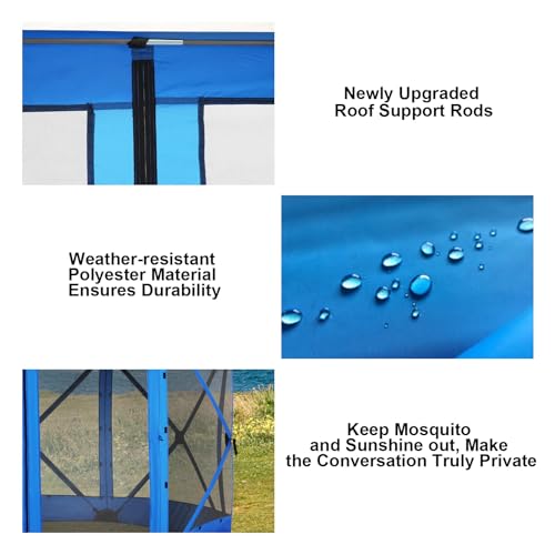 Image of COBIZI 12x12 FT Pop Up Canopy Stargazing Tent, Gazebos On Clearance with Removable Roof,Instant Screened in Gazebo, Screen Tents Portable carpas para Patio for Outdoor Camping,Backyard, Garden, Blue