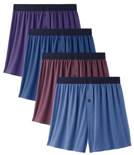 Image of BAMBOO COOL Mens Underwear Boxers Moisture-wicking and Cool Men's Boxer Shorts Loose Fit Super Soft 4 Pack