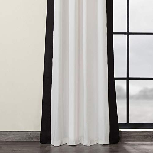 HPD Half Price Drapes Grommet Vertical Colorblock Curtain (1 Panel), Cotton, Fresh Popcorn and Black, 50 X 120 - Image 3