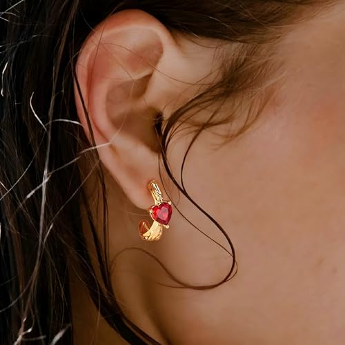 FETTERO Gold Hoop Earrings for Women, 14K Gold Plated Open C Shape Hoops Lightweight Chunky Gold Earrings, Hypoallergenic Gold Earrings for Women Ear Piercing Jewelry Gifts