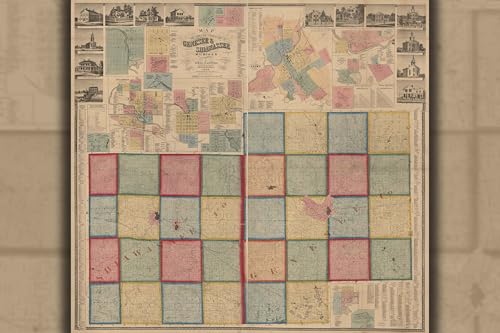 28"x42" Poster, Map of Genesee & Shiawassee cos. Michigan, 1859 - Gallery Print