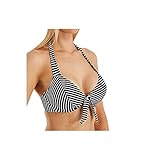 Sexy escote bajo Freya Beach Hut Halter Bikini Top, 34E, Black/White