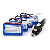 Coonyard (4-Pack) 7.4V 1500mAh Li-ion Battery with 2S USB Charger for feilun FT009 UDI009 UDI902 UDI002 AA102 High Speed RC Boats EL-2P XH-3P Plug