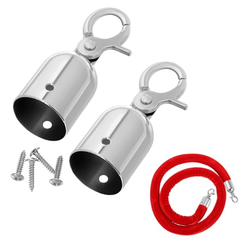 Embout De Corde Avec Mousqueton, 2 Pièces Embout de Corde 26mm à 30mm Avec Crochet En Inox Accessoires De Sécurité Pour Cordon Barrière Et Escalier Bloque...