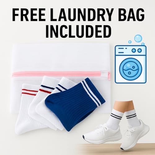 UMELOK Kids Athletic Socks Soft Cotton Crew 4 Pack Striped Sports Socks for Boys 4-12 Years4