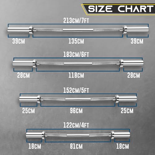FK Sports Olympic Barbell Bar 2" 4Ft, 5Ft, 6Ft And 7Ft With 2 Collars, Chrome Finished Weight Lifting barbell Bars, Anti-Slip Hand Grip Barbell Gym Strength Training Fitness - Image 6