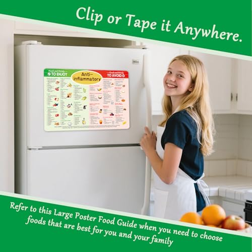 4-Piece Diet Plan Fridge Magnet Set – Low Carb, Mediterranean, Anti-Inflammatory & Renal Diet Food Guides with Meal Plans, Grocery Lists & Healthy Eating Reference for Kitchen