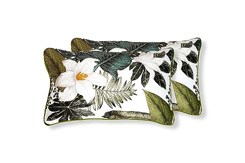 Juego de 2 Cojines 30x50cm 100% Poliéster para Sofa con Relleno Incluido Extra Suave al Tacto, Cojines Terciopelo Estampado Decorativo Hogar - Lirios