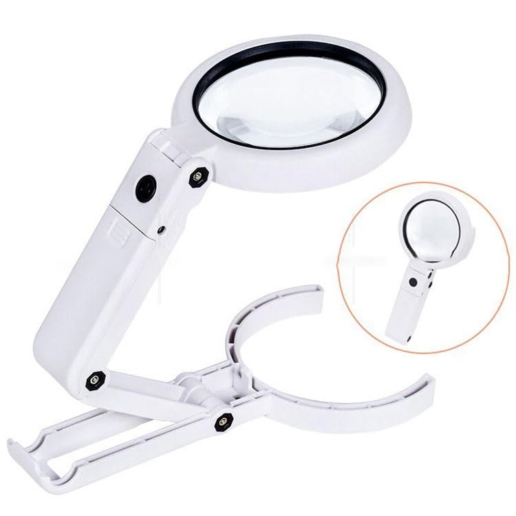 Tragbare Handlupe mit LED-Beleuchtung, Faltbare Tischlupe, Reparaturwerkzeug