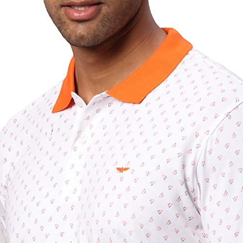 Image of Park Avenue Men's Pure Cotton Print Pattern Slim Fit Rib Collar Polo Neck Half Sleeve Casual T-Shirt