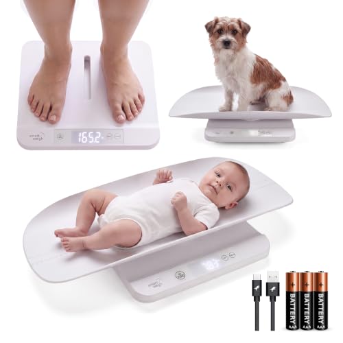 Image of Smart Weigh Digital Baby Scale for Infants, Toddlers, Kids and Adults, 330 lb / 150 kg Capacity, 0.1 lb Accuracy, Removable Tray, White