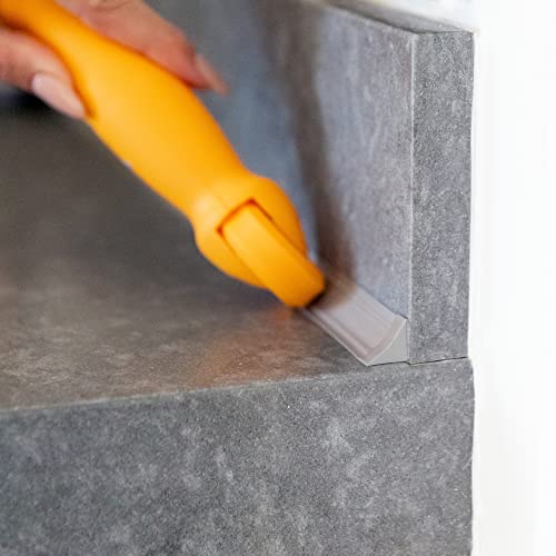 Image of InstaTrim End Caps - 10 Gray 3 /4 inch Wide Caulk Strip End Cap Pieces - Trim for Corners - Paintable | Ten paintable gray end caps finish exposed ends on compatible 3 /4 in InstaTrim flexible trim for a clean home installation.