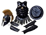 THORINSTRUMENTS (with device) Medieval Halloween Body Armor Jacket Greek Corinthian Helmet Guard & Spartan Shield Rustic Vintage Home Decor Gifts