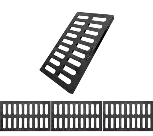 Image of 3 Pack 20x12in B125 Ductile Iron Driveway Trench Drain Grate