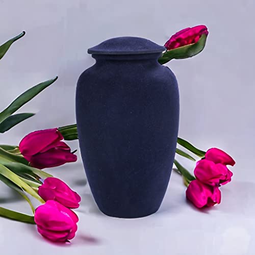 Image of Alpha Living Home Cremation Urn for Ashes - Adult Funeral Urn Handcrafted - Affordable Urn for Ashes - Large Funeral Memorial with Elegant Finish for Cemetery Burial - 10'' Height Blue /Black