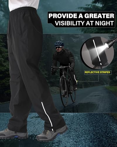 iCreek Men's Waterproof Rain Pants Lightweight Packable Windproof Outdoor Over Pants for Hiking Fishing Golf - Image 6