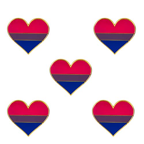 Pack 5 Bisexual Pride Herzform Anstecknadel Broschen Pins Flagge Abzeichen Brosche Abzeichen