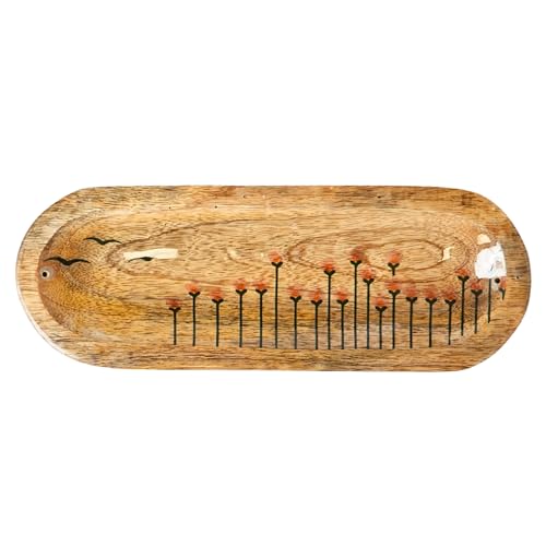 Rustic Wooden Incense Burner Holder - Handcrafted Mango Wood Insence Tray, Incense Burner/Incense Holder/Ash Catcher 12