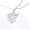 DAOCHONG S925 Sterling Silver Doves Birds Faith Hope Love Pendant Necklace 18 inches Rolo Chain