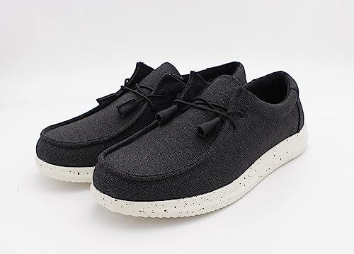 Mens Hola Canvas Upper Fashion Slip On Loafers Washed Black3