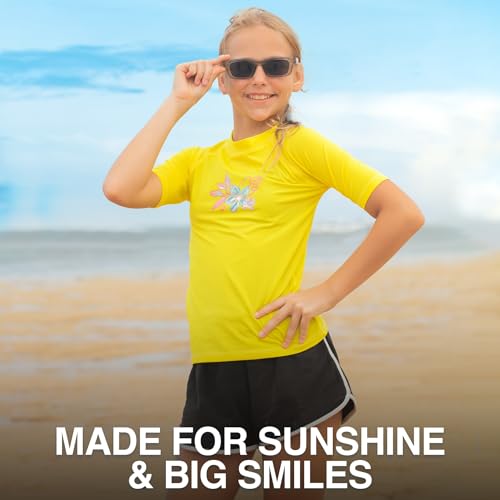 Image of Kanu Surf Girls' Jade Rash Guard UPF 50+ Sun Protection Short Sleeve Swim Shirt