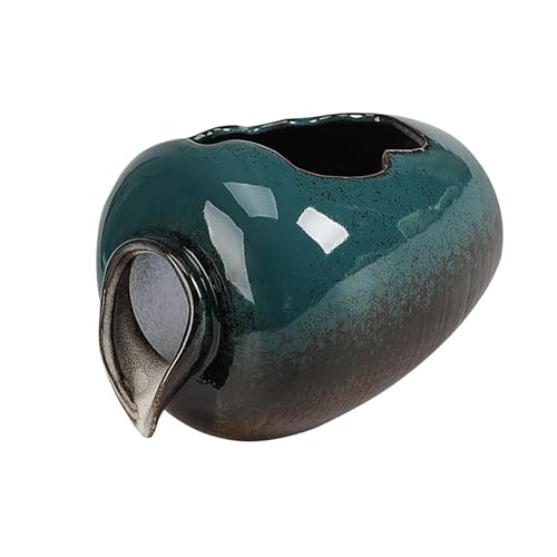 GUQASDV Céramique en Forme De Pot Cracheurs D'étang, Accessoire Décoratif for Fontaine, Circulation Automatique De l'eau for Aquarium, Décoration De Jardin(Green,15cm/5.9in)