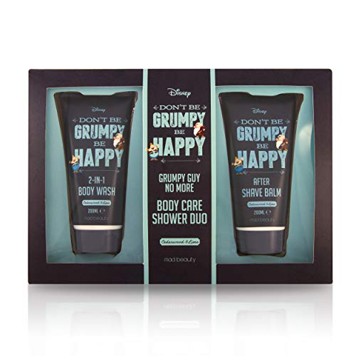 MAD BEAUTY Disney Grumpy Body Care Shower Duo, Cedarwood and Lime Body Wash and After Shave Balm (Each 200 ML), Grumpy Guy No More, Shower Travel Set, Gift Set for Men, Disney Fans MAD BEAUTY Disney Grumpy Body Care Shower Duo, Cedarwood and Lime Body Wash and After Shave Balm (Each 200 ML), Grumpy Guy No More, Shower Travel Set, Gift Set for Men, Disney Fans