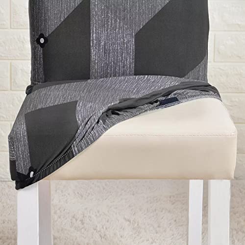 Image of House of Quirk Elastic Chair Cover Stretch Removable Washable Short Dining Chair Cover Protector Seat Slipcover (Pack of 6, Grey Prism), Polyester