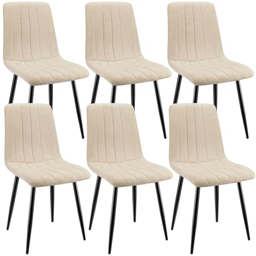 Anvofong Juego De 6 Sillas De Comedor, Sillas Cocina Con Tela De Lino Y Patas De Metal Negro,Silla De Dormitorio,Silla Acolchada,Silla De Salón,Sillas Comedor Modernas-Beige Anvofong Juego De 6 Sillas De Comedor, Sillas Cocina Con Tela De Lino Y Patas De Metal Negro,Silla De Dormitorio,Silla Acolchada,Silla De Salón,Sillas Comedor Modernas-Beige