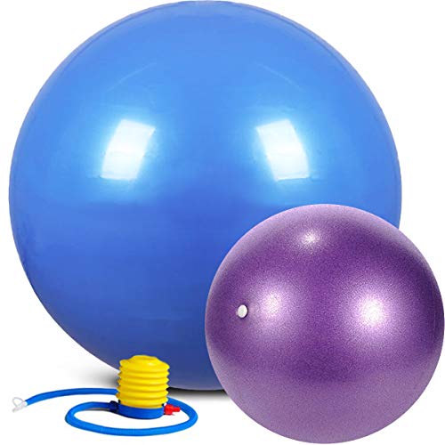 SGQBB Yoga Workout Balls Set: Yoga Exercise Ball, Fitness Pilates Ball with Air Pump for Yoga, Pilates, Birthing, Balance, Stability Training and Physical Therapy