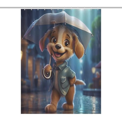 Rideau de douche chien lavable en machine tissu polyester imperméable 140x183