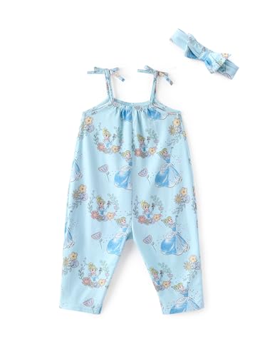 Image of Disney Frozen Elsa Princess Minnie Stitch Marie Girls Romper with Bow Tie Strap and Headband Cute Jumpsuit for Baby & Toddler