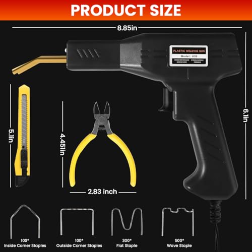 Image of Serplex 50W Plastic Welder, Welding Machine Hot Stapler Kit, Plastic Welder Gun Kit, Car Bumper Repair Kit, Plastic Repair Kit with Staples, Portable Toolbox, for Bumper /Kayak /Plastic Product Repairs
