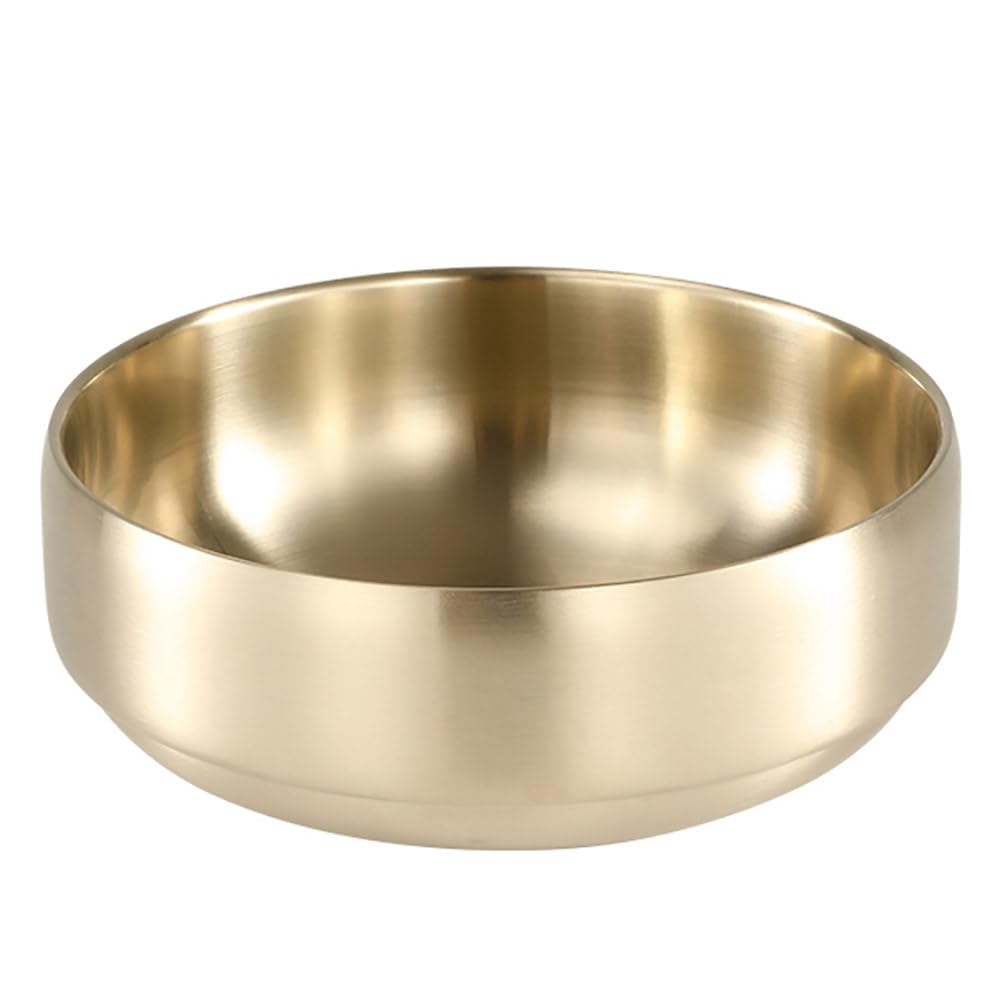 SANQIAHOME 47oz/1400ml Quality Double-Walled Stainless Steel Large Salad Bowl,Heat-Insulated and Anti-Scald Large-Capacity Soup Bowl,Gold