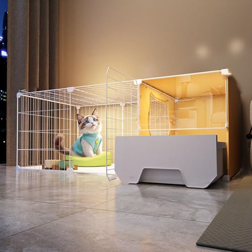 猫ケージ 2/3 段選択可能 引き出し式トイレ付き 掃除しやすい 飛散軽減 取り外し可能 組み立て簡単 脱走防止 頑丈 ワイド扉 収納機能 屋内飼いに最適 多頭飼い 留守番 保護 特大空きスペース キャットゲージ (105*45*35)